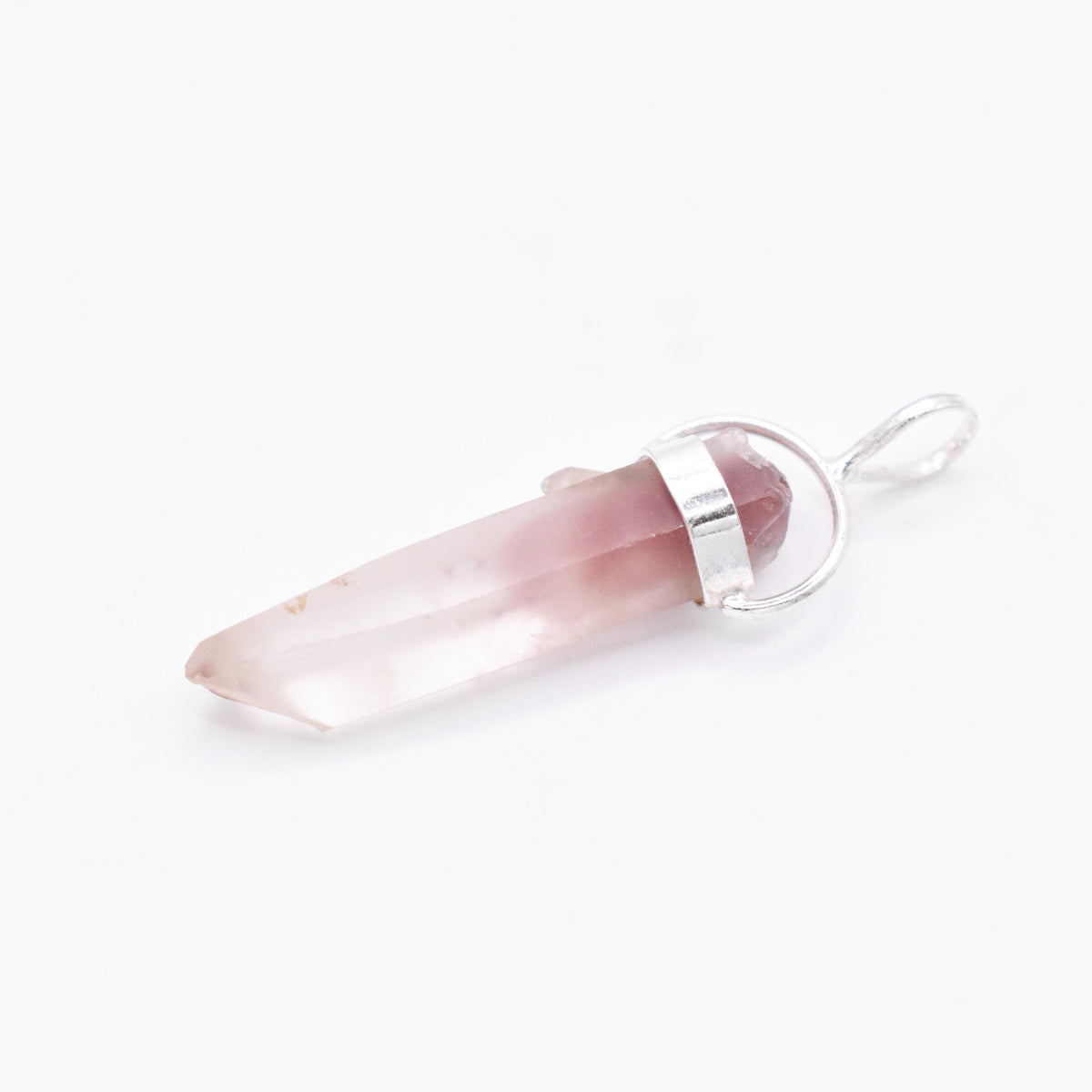 Lithium Quartz DT Silver Pendant: Ethically Mined Natural Crystal for Calm
