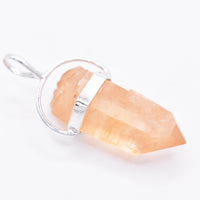 Golden Lemurian Quartz Silver Pendant: Ethically Hand-Mined Natural Crystal