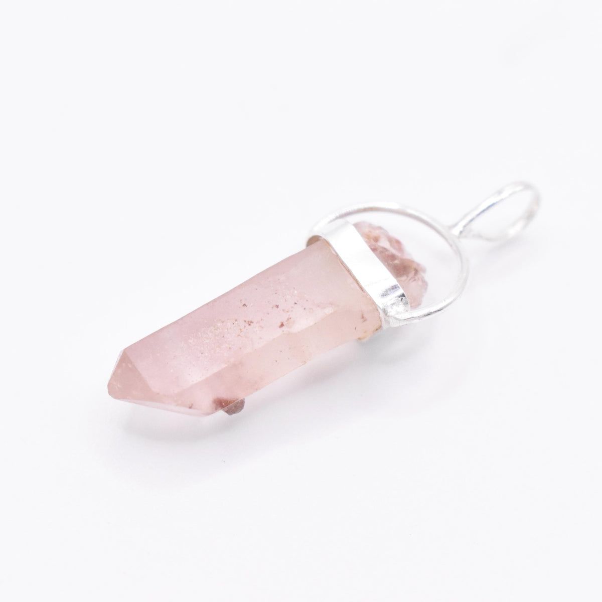 Lithium Quartz Silver Pendant: Ethically Mined Natural Crystal for Calm