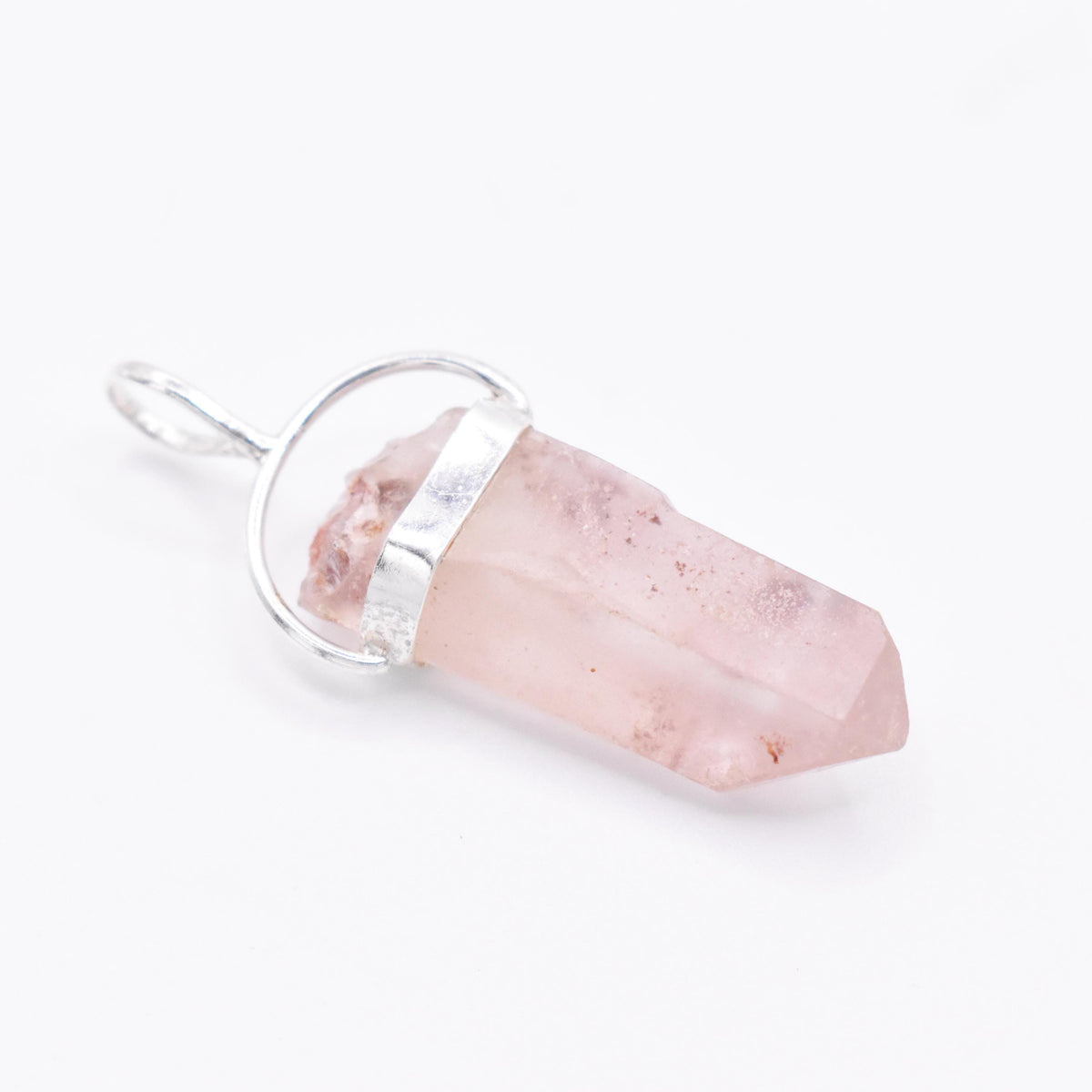 Lithium Quartz Silver Pendant: Ethically Mined Natural Crystal for Calm
