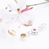 Pink Tourmaline and Citrine Sterling Silver Pendant