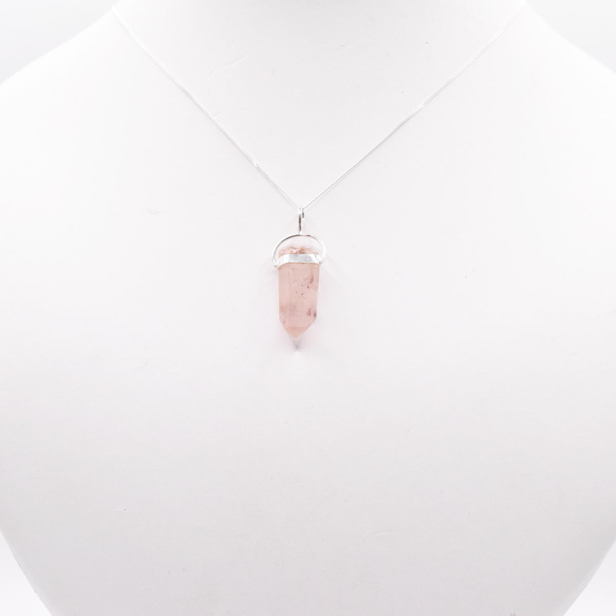 Lithium Quartz Silver Pendant: Ethically Mined Natural Crystal for Calm