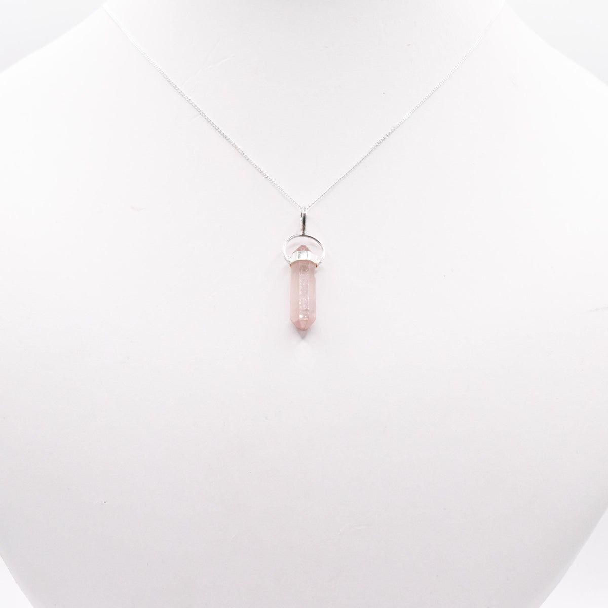 Lithium Quartz DT Silver Pendant: Ethically Mined Natural Crystal for Calm