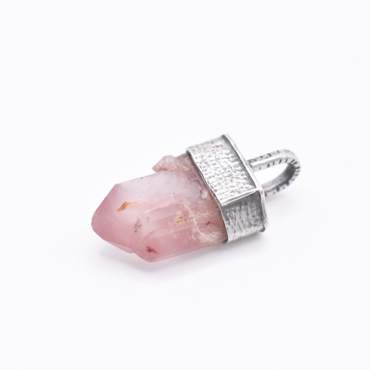 Handmade Lithium Quartz Crystal Silver Pendant