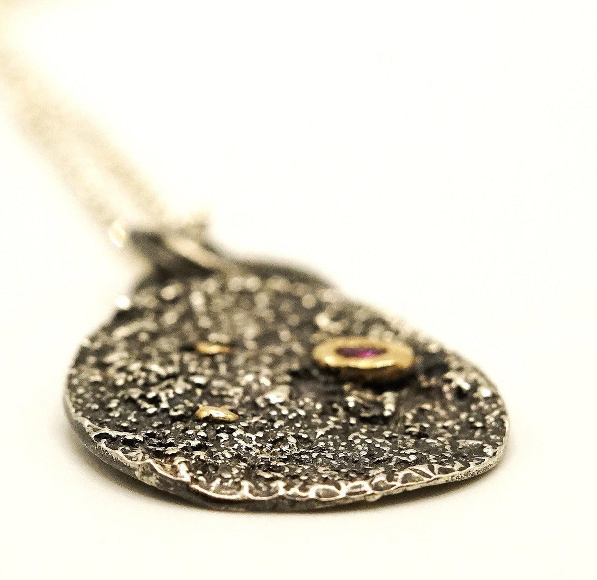 Ruby Silver & Gold Pendant: Handmade Natural Gemstone Jewellery