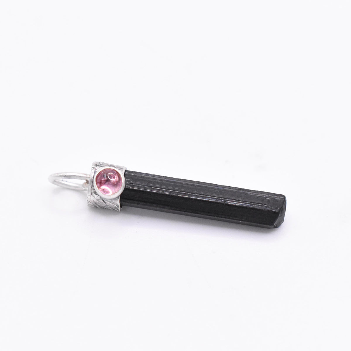 Handmade Black Tourmaline & Pink Tourmaline Silver Pendant