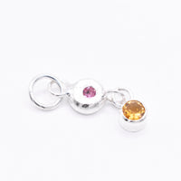 Pink Tourmaline and Citrine Sterling Silver Pendant
