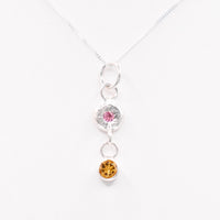 Pink Tourmaline and Citrine Sterling Silver Pendant