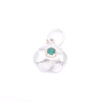 Emerald Silver Flower Pendant: Unique Handmade Natural Gemstone Jewellery