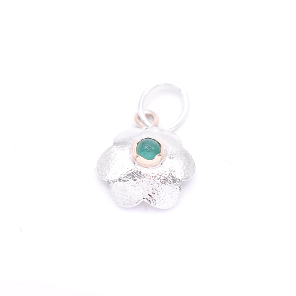 Emerald Silver Flower Pendant: Unique Handmade Natural Gemstone Jewellery