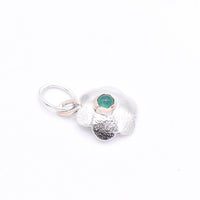 Emerald Silver Flower Pendant: Unique Handmade Natural Gemstone Jewellery