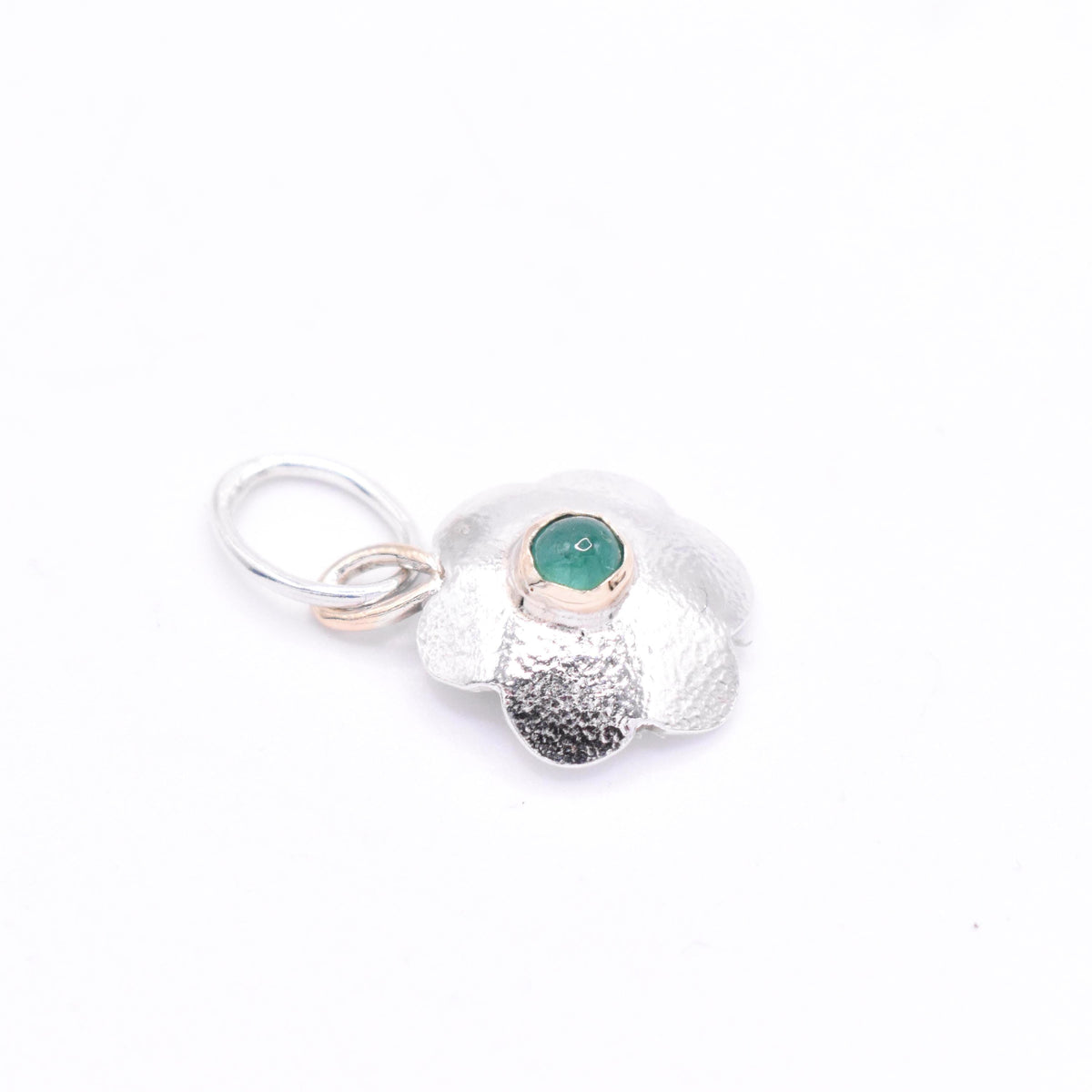 Emerald Silver Flower Pendant: Unique Handmade Natural Gemstone Jewellery