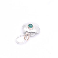 Emerald Silver Flower Pendant: Unique Handmade Natural Gemstone Jewellery