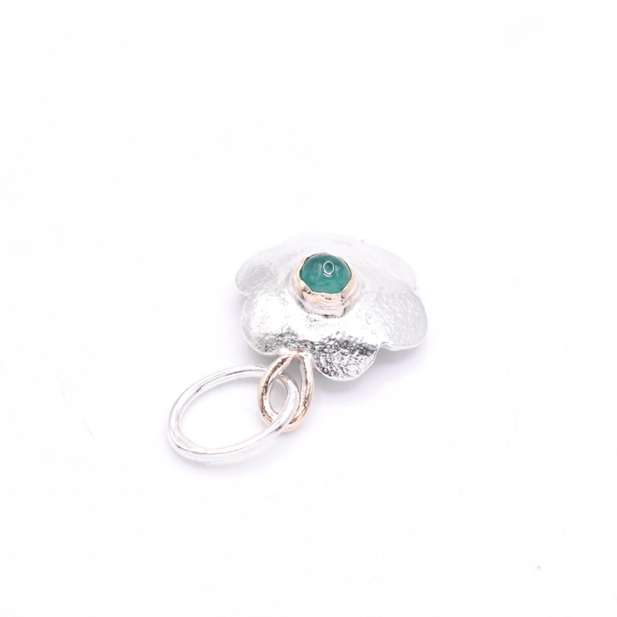 Emerald Silver Flower Pendant: Unique Handmade Natural Gemstone Jewellery