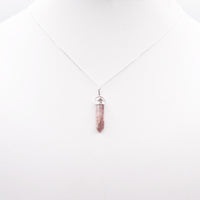 Lithium Quartz DT Silver Pendant: Ethically Mined Natural Crystal for Calm