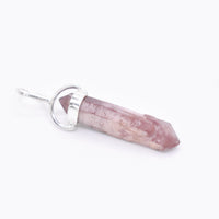 Lithium Quartz DT Silver Pendant: Ethically Mined Natural Crystal for Calm
