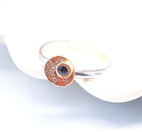 Gold and Silver Sapphire Daisy Ring Handmade