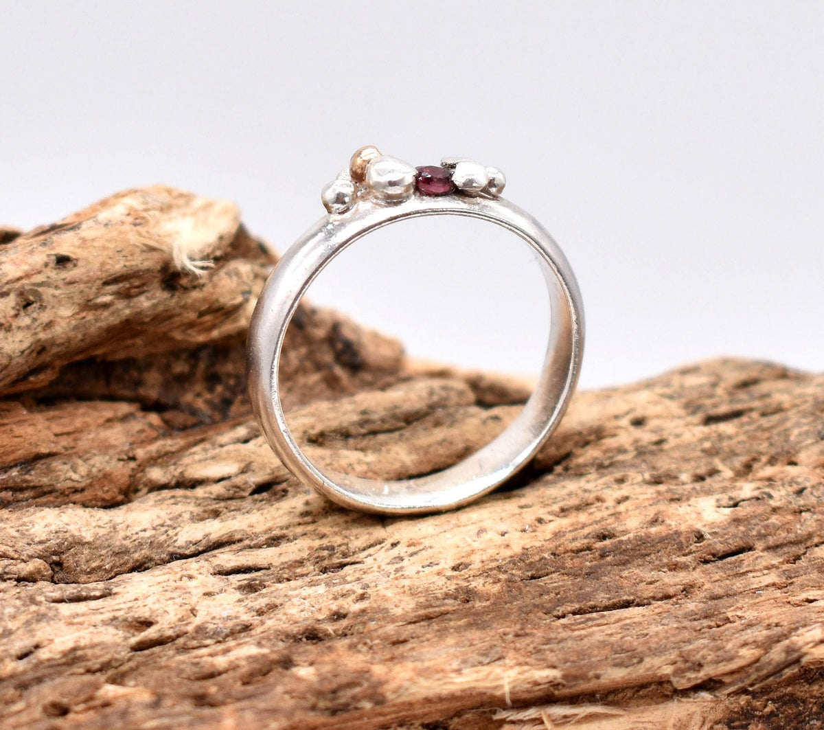 Handmade Ruby Ring in Sterling Silver & Gold