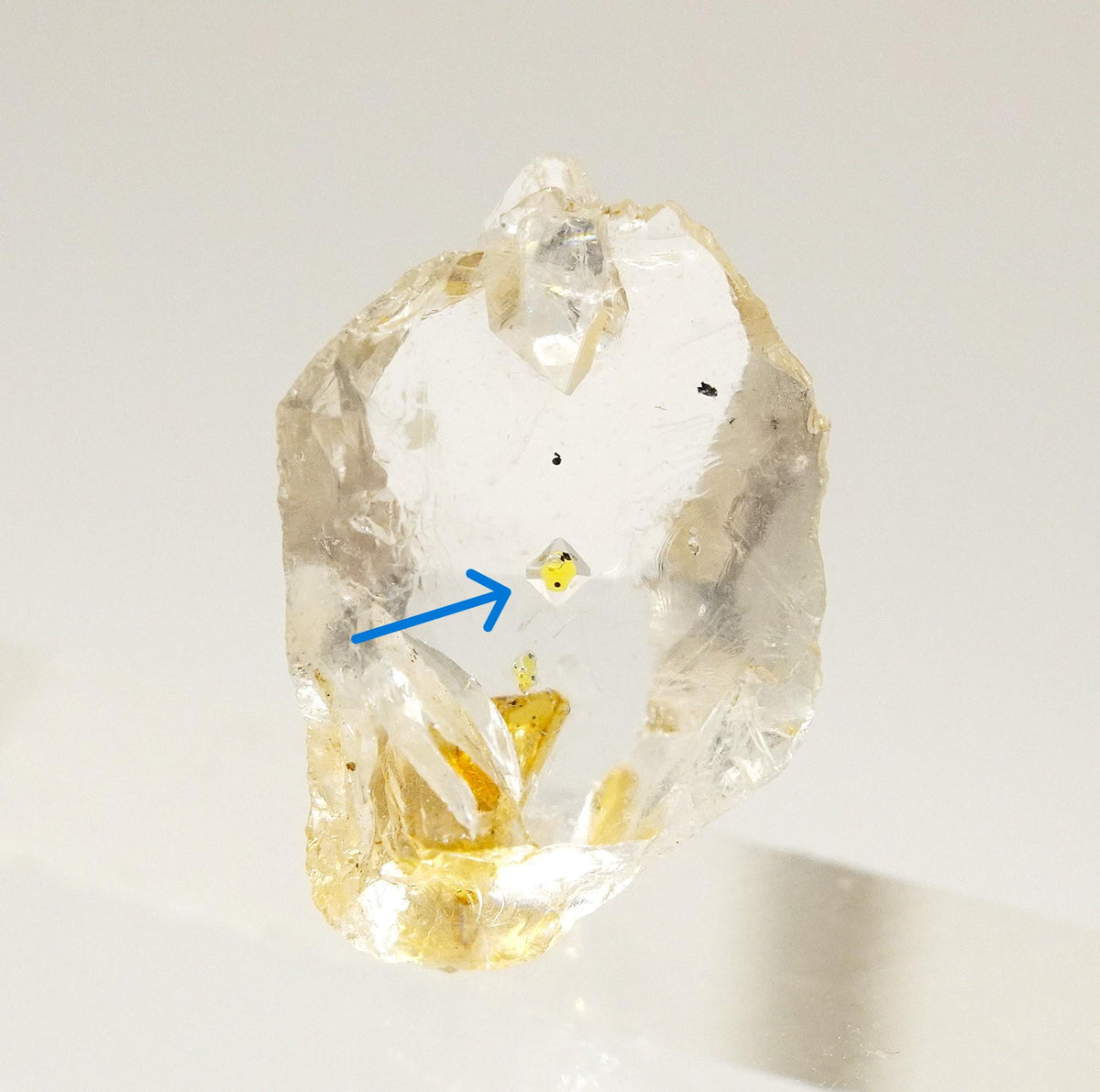 Golden Enhydro - Petroleum Quartz: Ethically Hand-Mined Himalayan Crystal