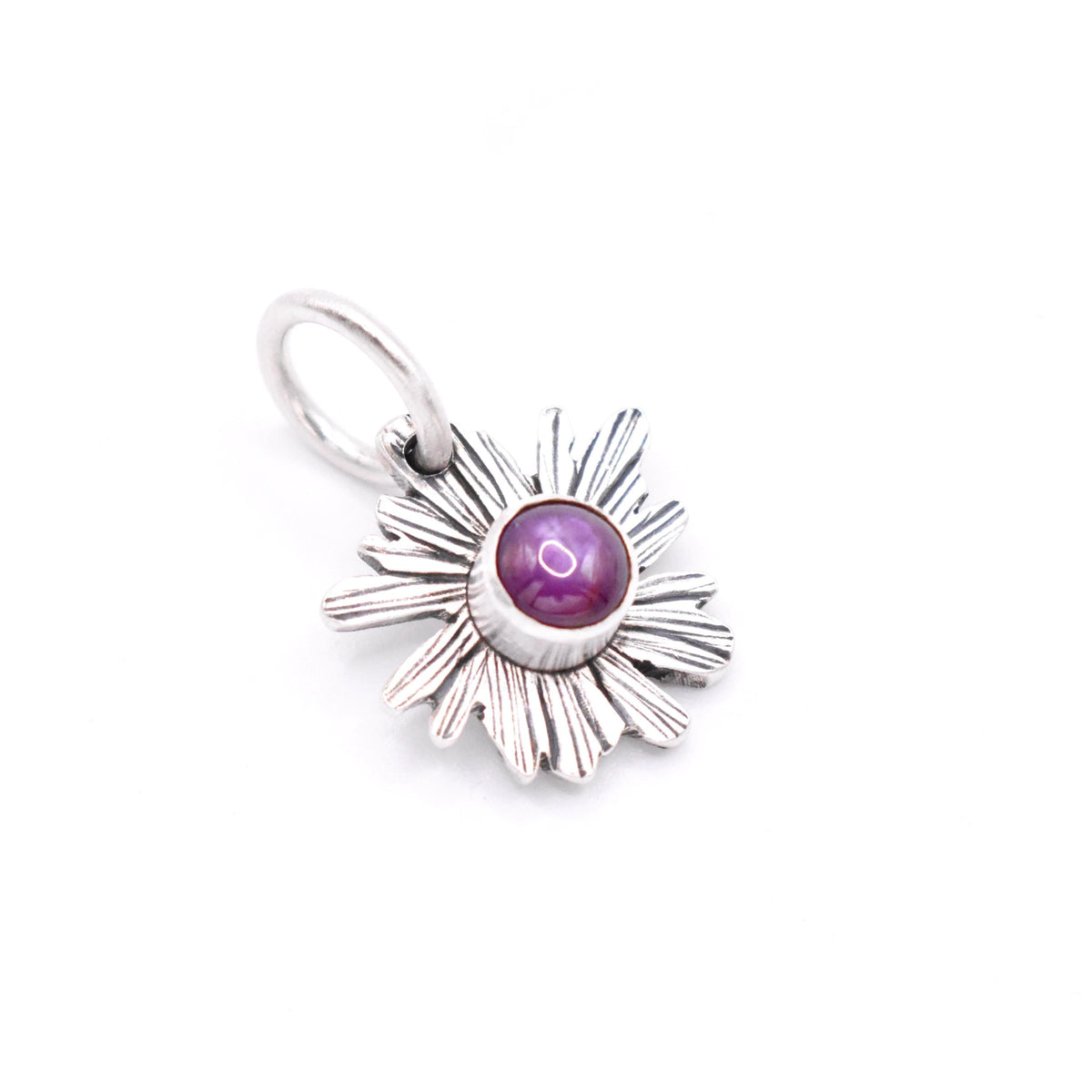 Star Ruby Sterling Silver Flower Pendant