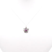 Star Ruby Sterling Silver Flower Pendant