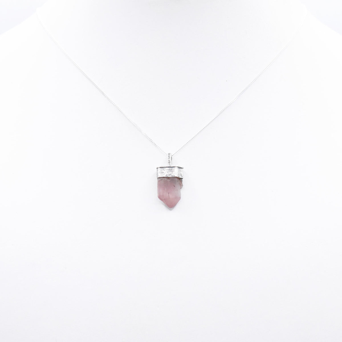 Handmade Lithium Quartz Crystal Silver Pendant