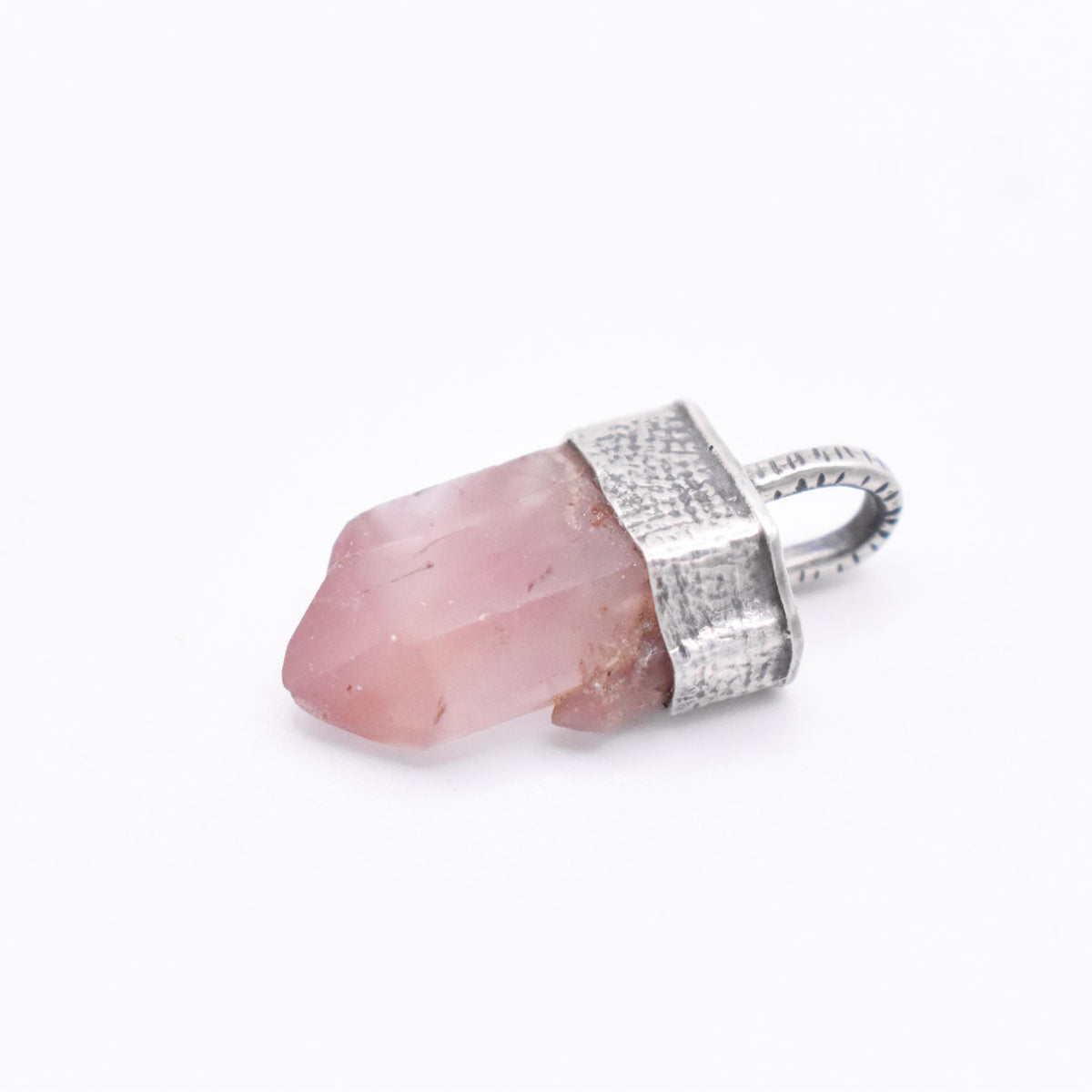 Handmade Lithium Quartz Crystal Silver Pendant