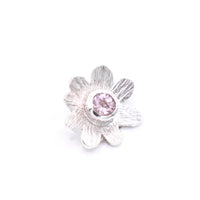 Pink Tourmaline Silver Flower Pendant: Unique Handmade Natural Gemstone Jewellery