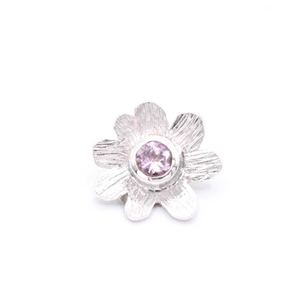 Pink Tourmaline Silver Flower Pendant: Unique Handmade Natural Gemstone Jewellery