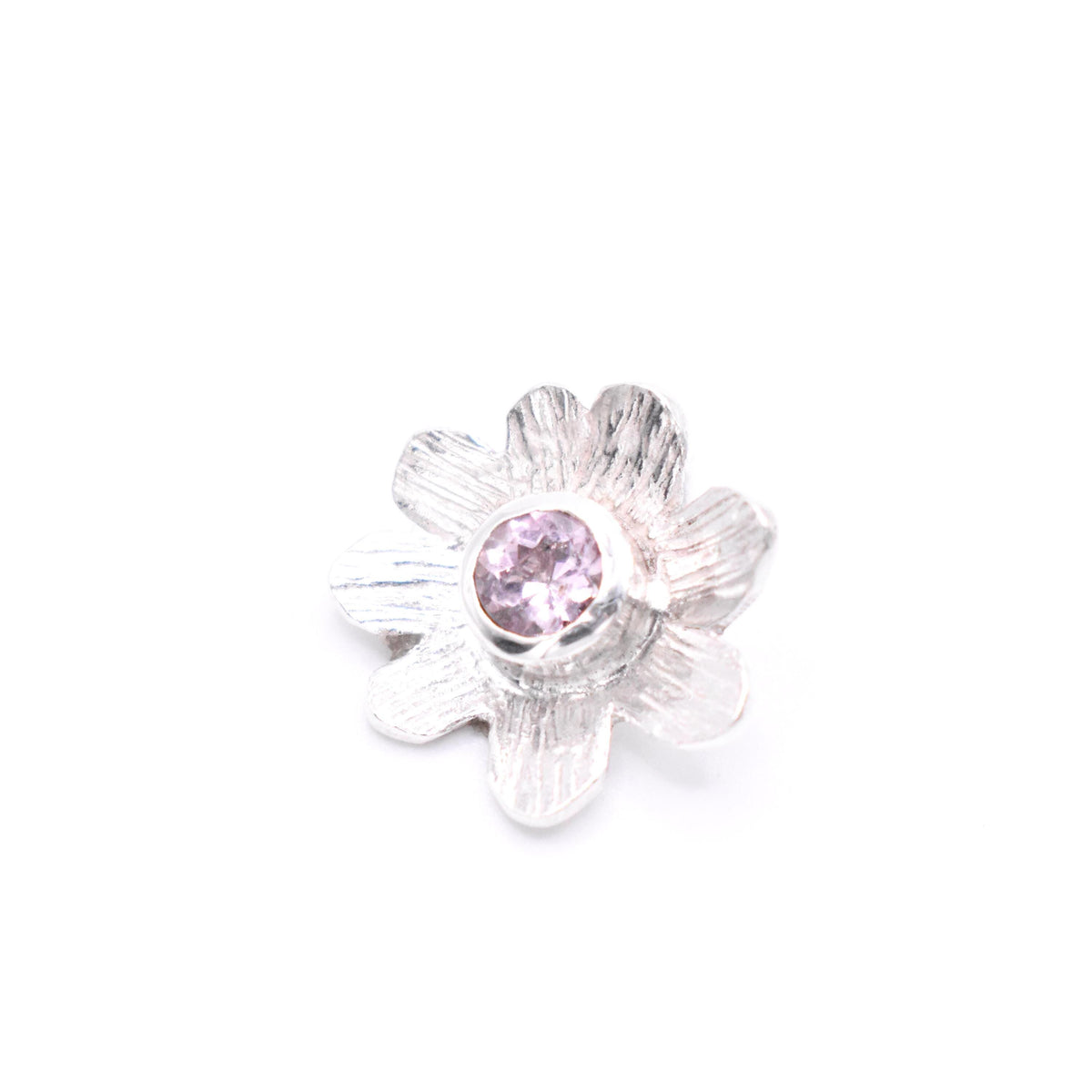 Pink Tourmaline Silver Flower Pendant: Unique Handmade Natural Gemstone Jewellery