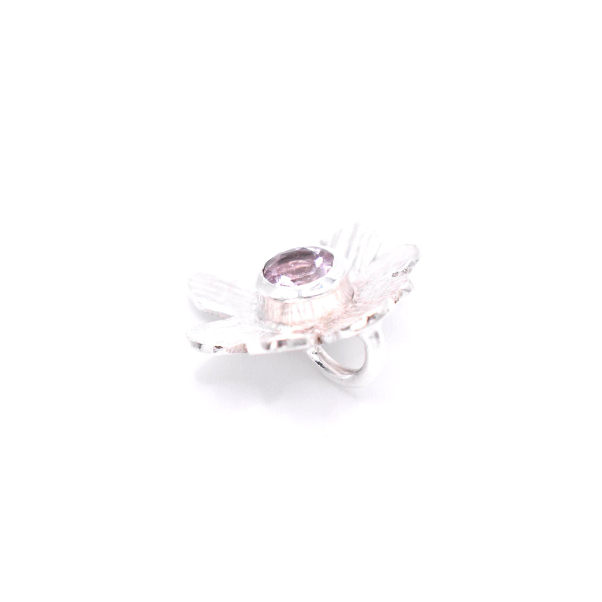 Pink Tourmaline Silver Flower Pendant: Unique Handmade Natural Gemstone Jewellery
