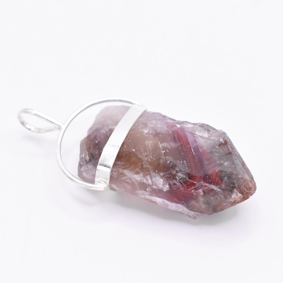Super 7 Silver Pendant: Ethically Mined Natural Crystal