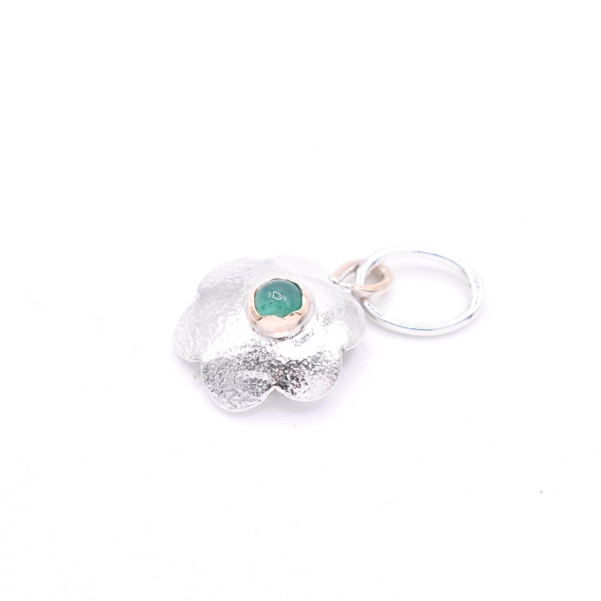 Emerald Silver Flower Pendant: Unique Handmade Natural Gemstone Jewellery