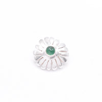 Emerald Sterling Silver Flower Pendant: Unique Handmade Natural Gemstones Jewellery