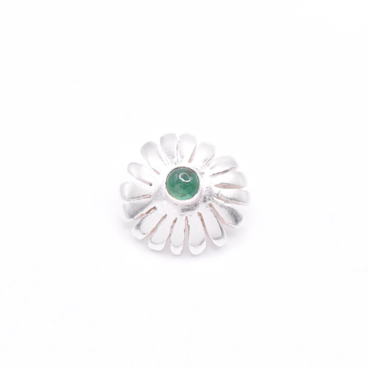 Emerald Sterling Silver Flower Pendant: Unique Handmade Natural Gemstones Jewellery