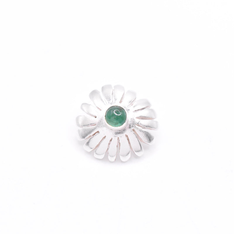 Emerald Sterling Silver Flower Pendant: Unique Handmade Natural Gemstones Jewellery