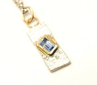Blue Sapphire Silver & Gold Pendant: Unique Handmade Natural Gemstone Jewellery