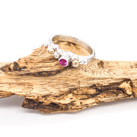 Pink Tourmaline Silver & Gold Ring: Unique Handmade Natural Gemstone Jewellery