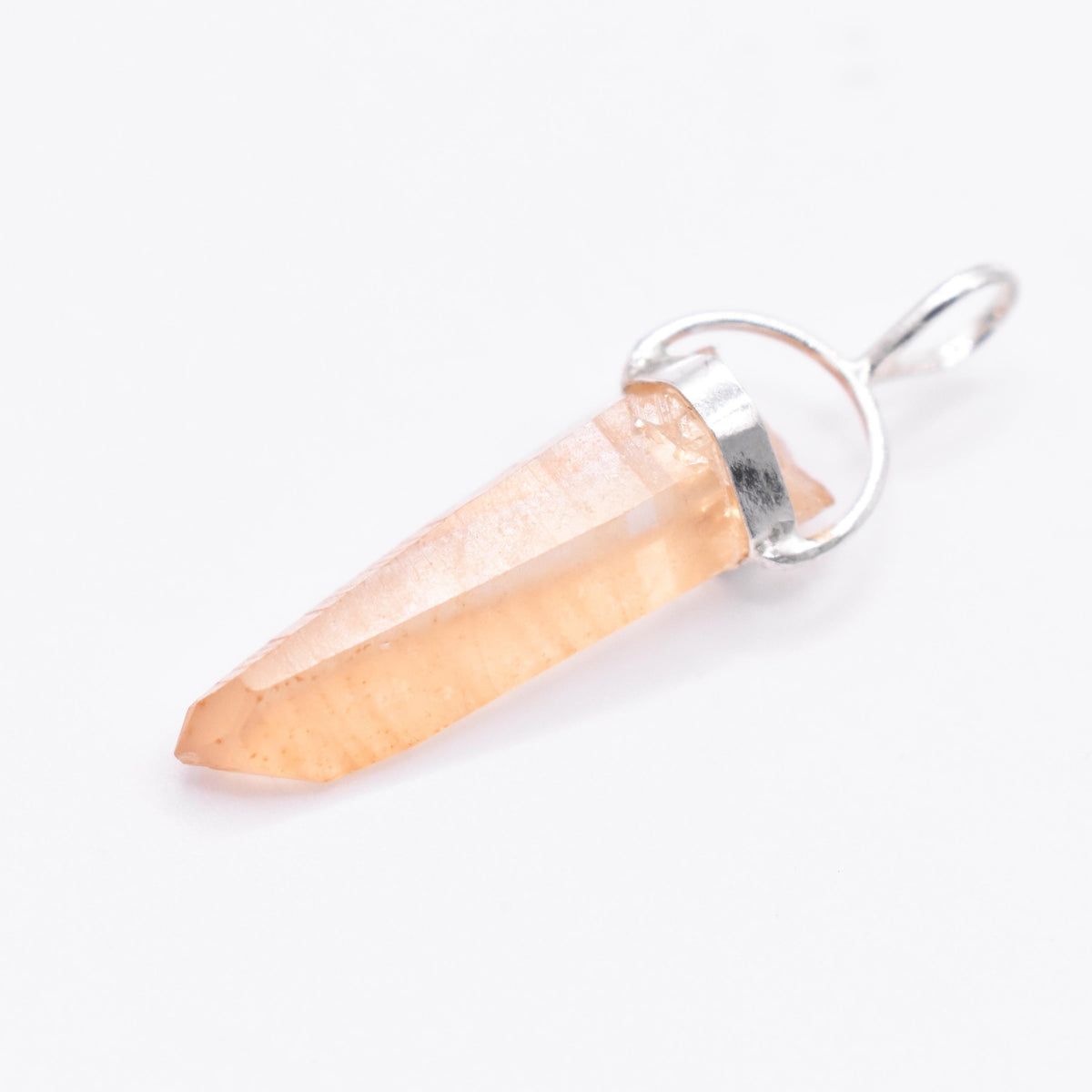 Golden Lemurian Quartz Silver Pendant: Ethically Hand-Mined Natural Crystal