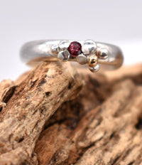 Handmade Ruby Ring in Sterling Silver & Gold
