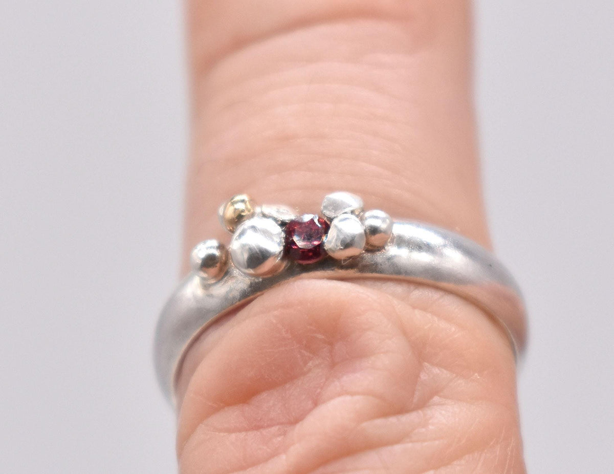 Handmade Ruby Ring in Sterling Silver & Gold