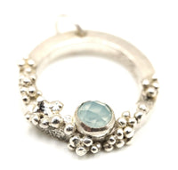 Blue Chalcedony Granulated Silver Pendant: Unique Handmade Natural Gemstone Jewellery