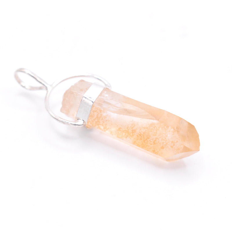 Golden Lemurian Quartz Silver Pendant: Ethically Hand-Mined Natural Crystal