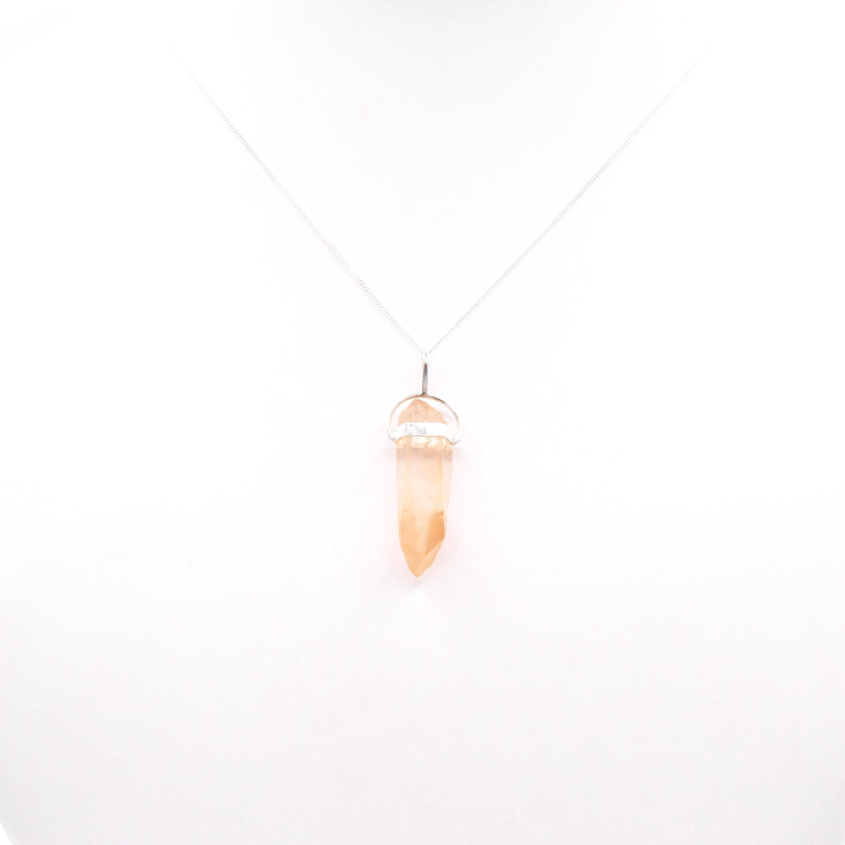 Golden Lemurian Quartz Silver Pendant: Ethically Hand-Mined Natural Crystal