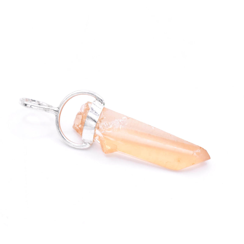 Golden Lemurian Quartz Silver Pendant: Ethically Hand-Mined Natural Crystal