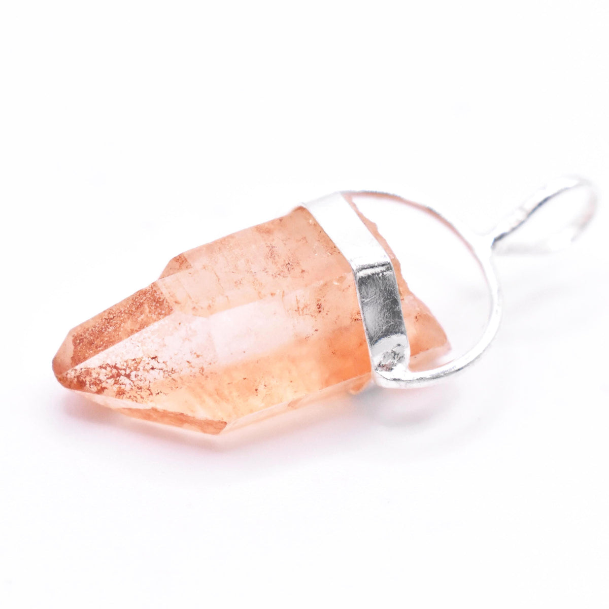 Golden Lemurian Quartz Silver Pendant: Ethically Hand-Mined Natural Crystal