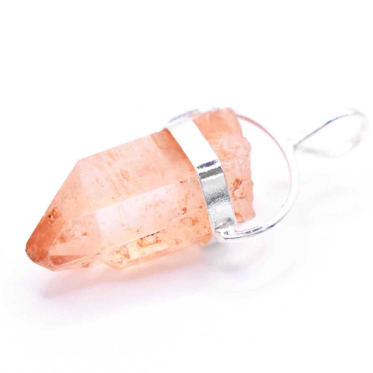 Golden Lemurian Quartz Silver Pendant: Ethically Hand-Mined Natural Crystal