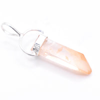 Golden Lemurian Quartz Silver Pendant: Ethically Hand-Mined Natural Crystal