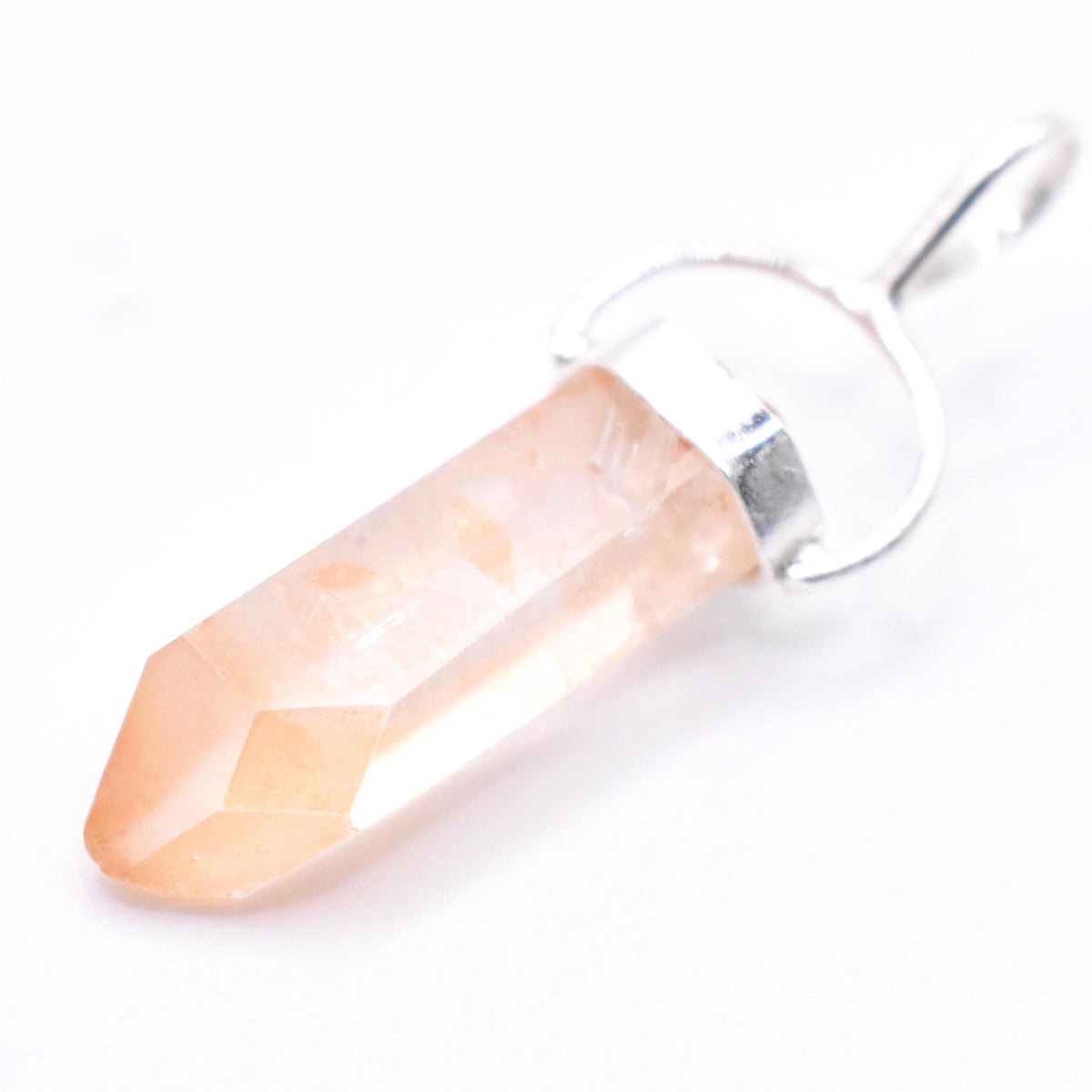Golden Lemurian Quartz Silver Pendant: Ethically Hand-Mined Natural Crystal