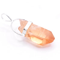 Golden Lemurian Quartz Silver Pendant: Ethically Mined Natural Crystal
